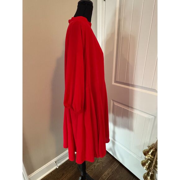 ❤️ Ann Taylor NWT Mock Neck A-Line Pleated Dress • Red • Size L • Holiday Party - Picture 7 of 9